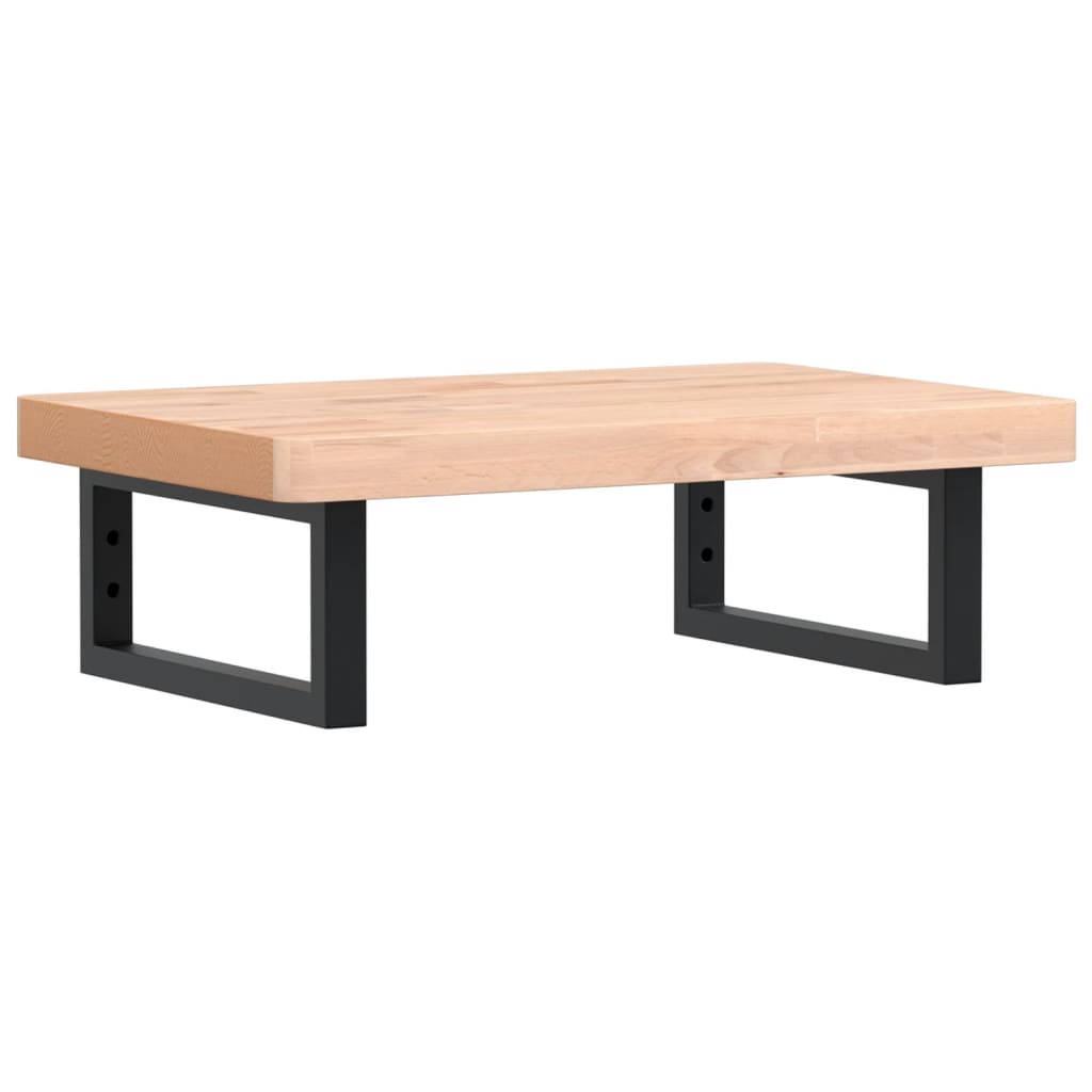 Basin Shelf Wall Mounted Steel and Solid Wood Beech