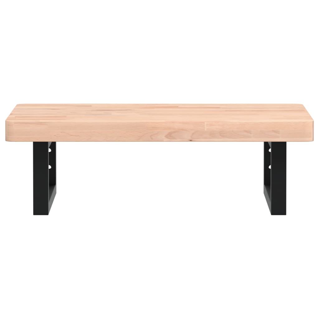 Basin Shelf Wall Mounted Steel and Solid Wood Beech