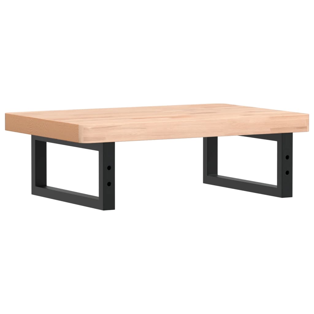 Basin Shelf Wall Mounted Steel and Solid Wood Beech