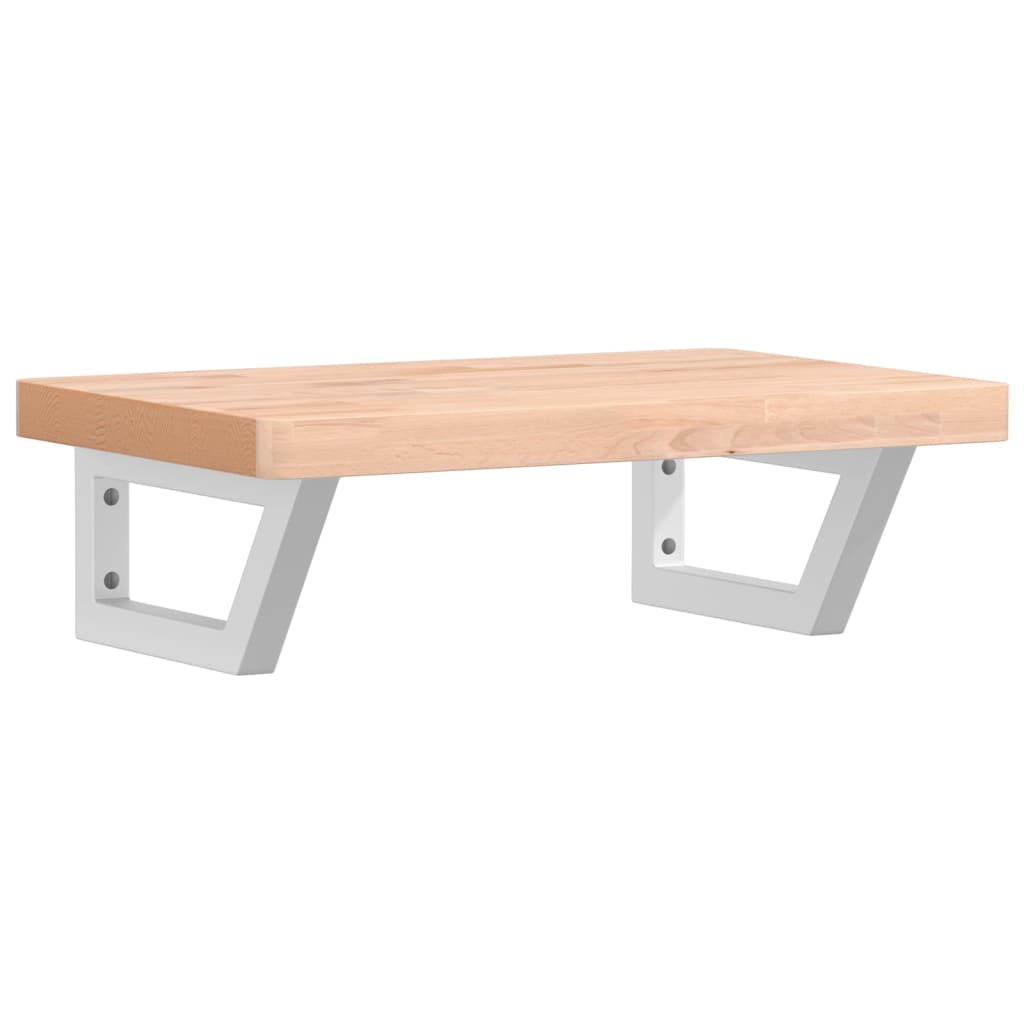 Basin Shelf Wall Mounted Steel and Solid Wood Beech