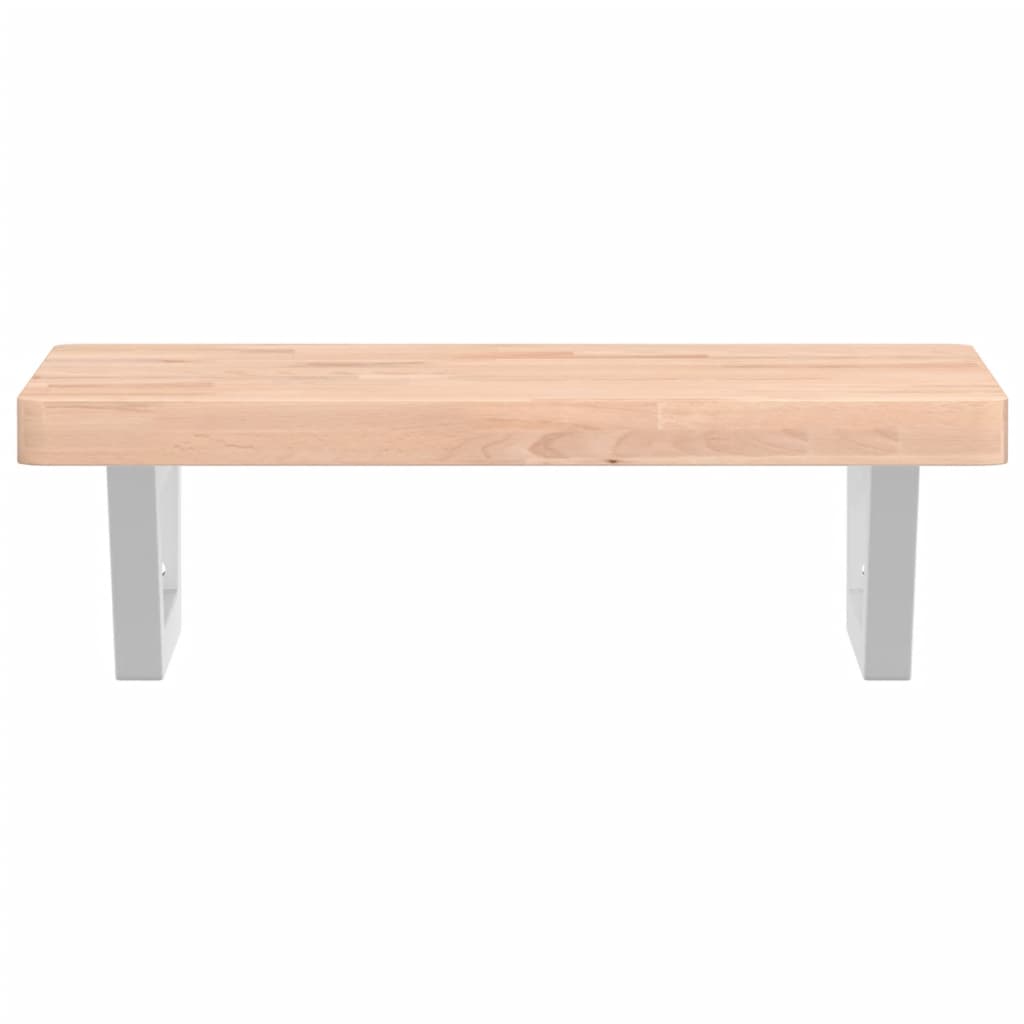 Basin Shelf Wall Mounted Steel and Solid Wood Beech