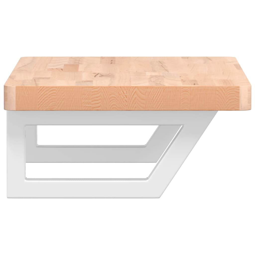 Basin Shelf Wall Mounted Steel and Solid Wood Beech