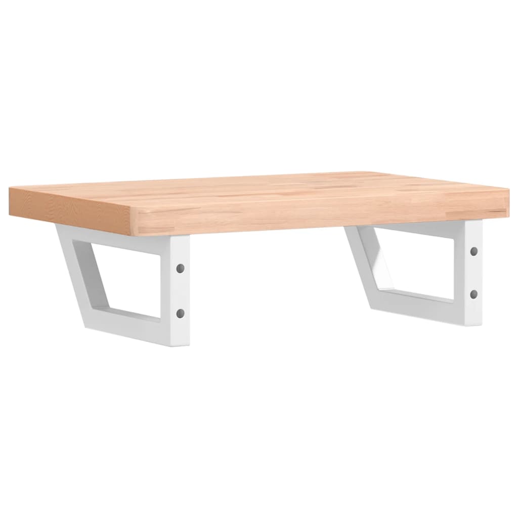 Basin Shelf Wall Mounted Steel and Solid Wood Beech