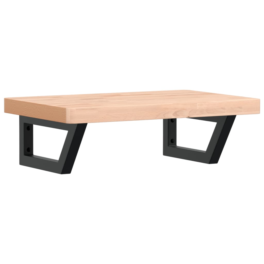 Basin Shelf Wall Mounted Steel and Solid Wood Beech