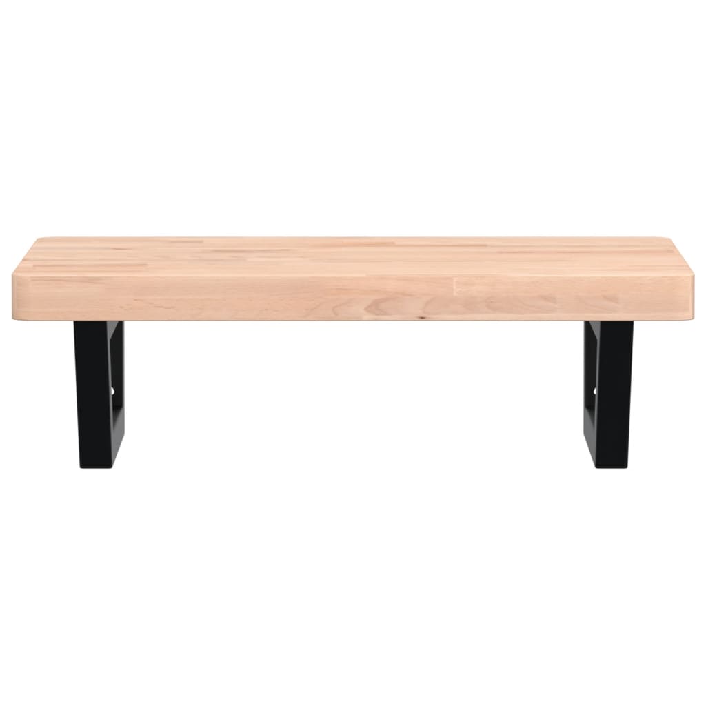 Basin Shelf Wall Mounted Steel and Solid Wood Beech
