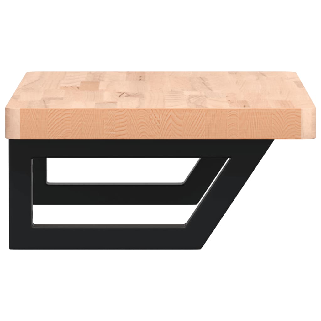 Basin Shelf Wall Mounted Steel and Solid Wood Beech