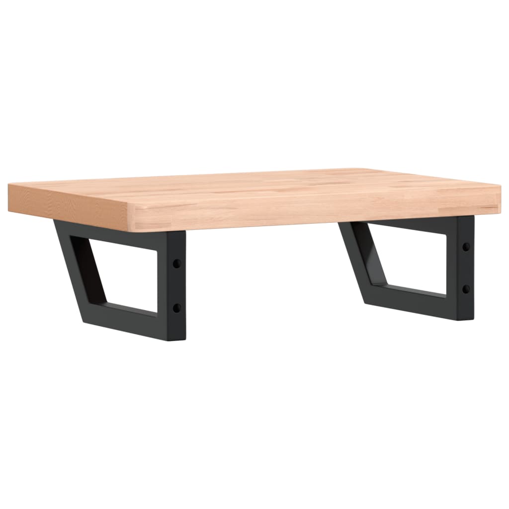 Basin Shelf Wall Mounted Steel and Solid Wood Beech