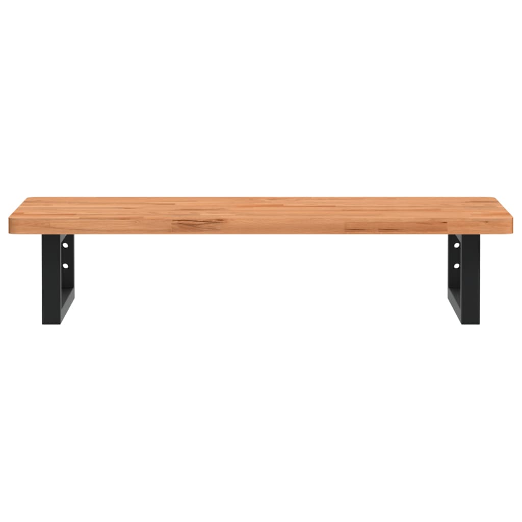 Basin Shelf Wall Mounted Steel and Solid Wood Beech