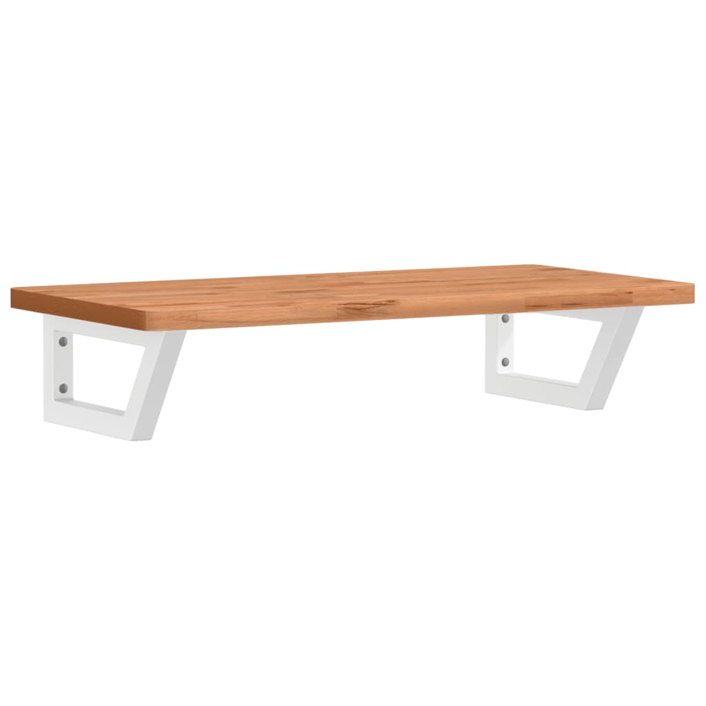 Basin Shelf Wall Mounted Steel and Solid Wood Beech