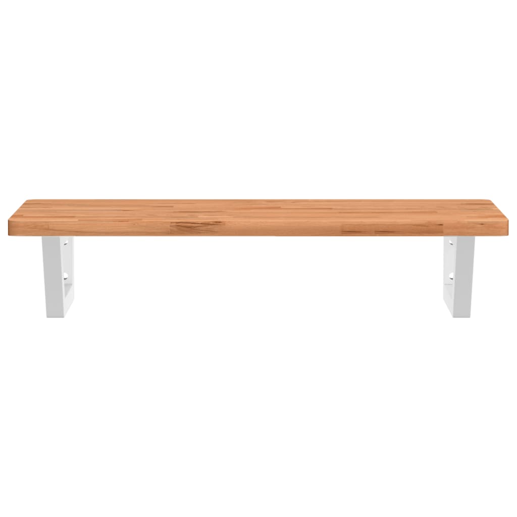 Basin Shelf Wall Mounted Steel and Solid Wood Beech