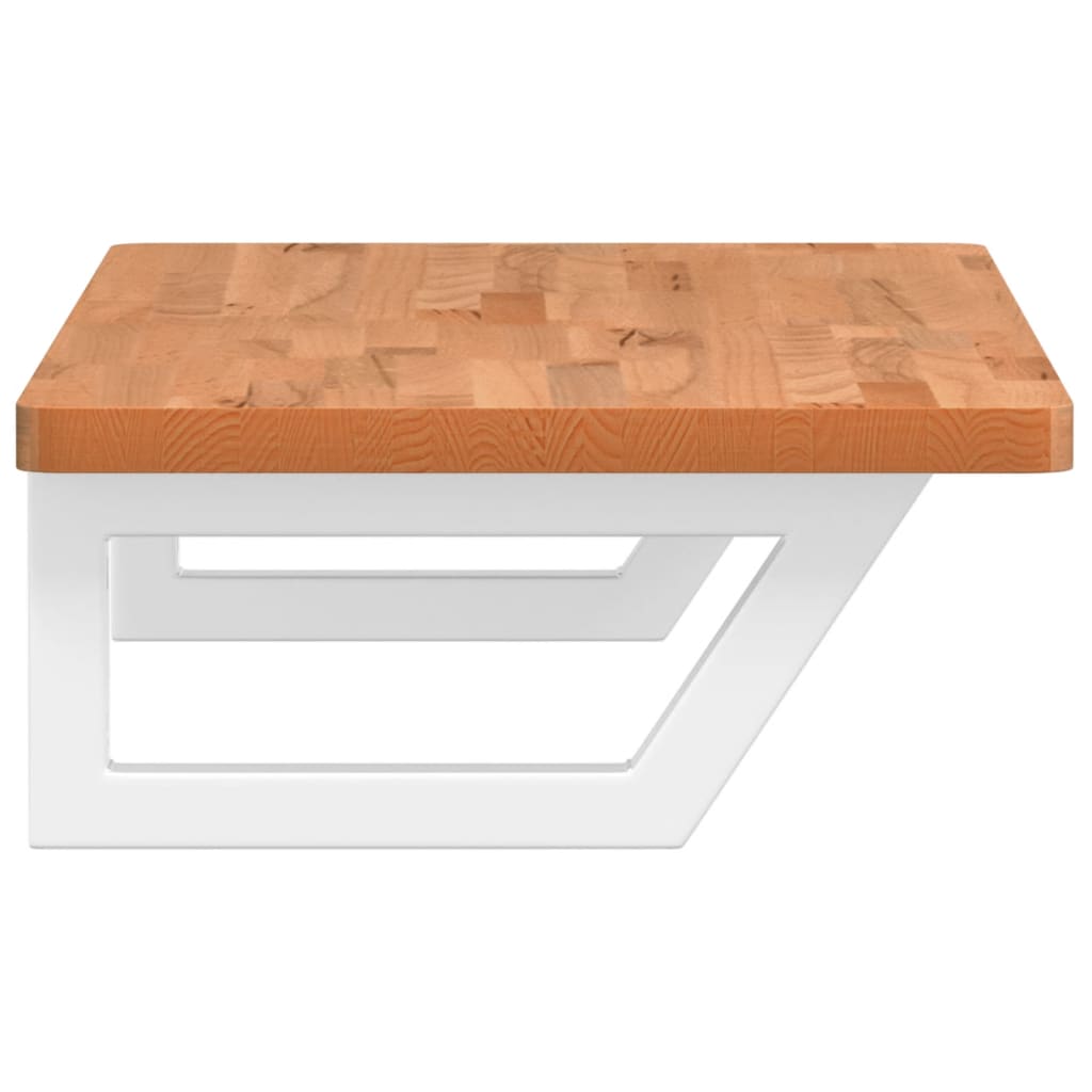 Basin Shelf Wall Mounted Steel and Solid Wood Beech