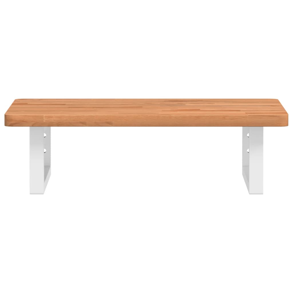 Basin Shelf Wall Mounted Steel and Solid Wood Beech