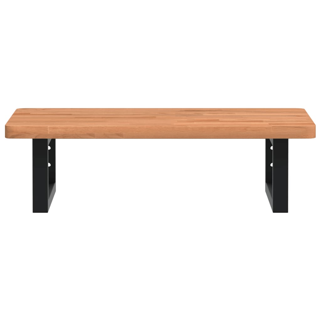 Basin Shelf Wall Mounted Steel and Solid Wood Beech