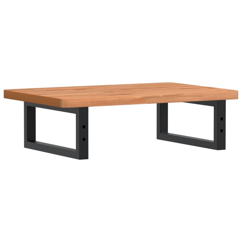 Basin Shelf Wall Mounted Steel and Solid Wood Beech