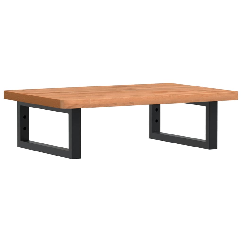 Basin Shelf Wall Mounted Steel and Solid Wood Beech