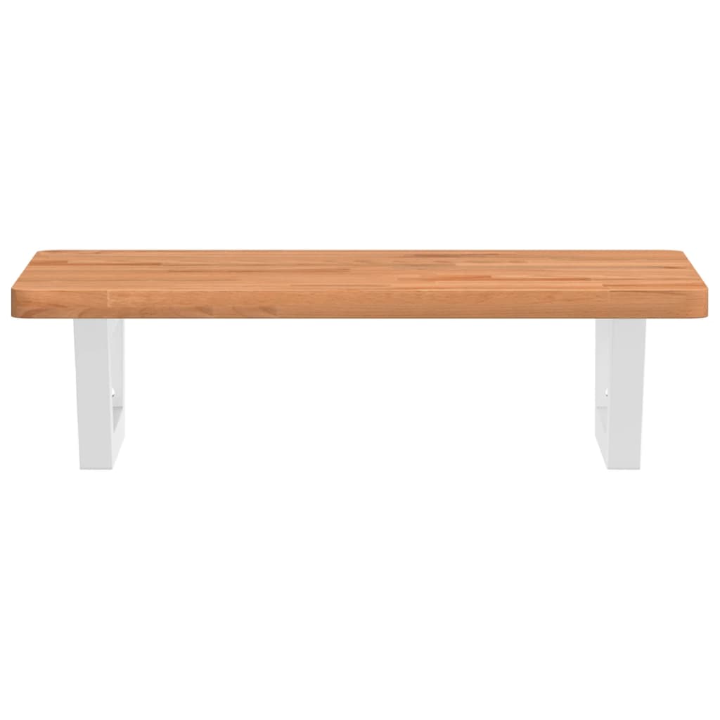Basin Shelf Wall Mounted Steel and Solid Wood Beech