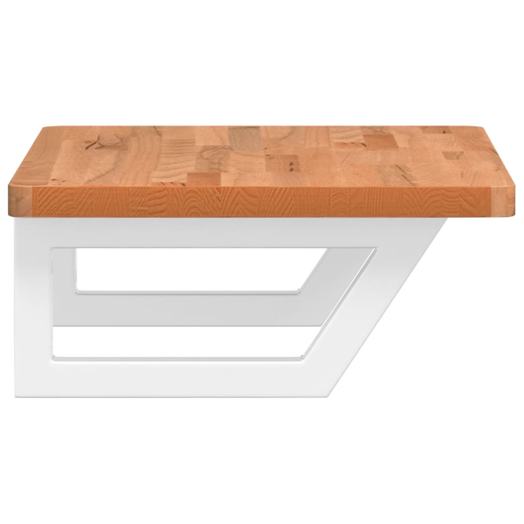Basin Shelf Wall Mounted Steel and Solid Wood Beech