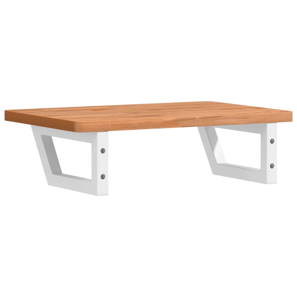 Basin Shelf Wall Mounted Steel and Solid Wood Beech