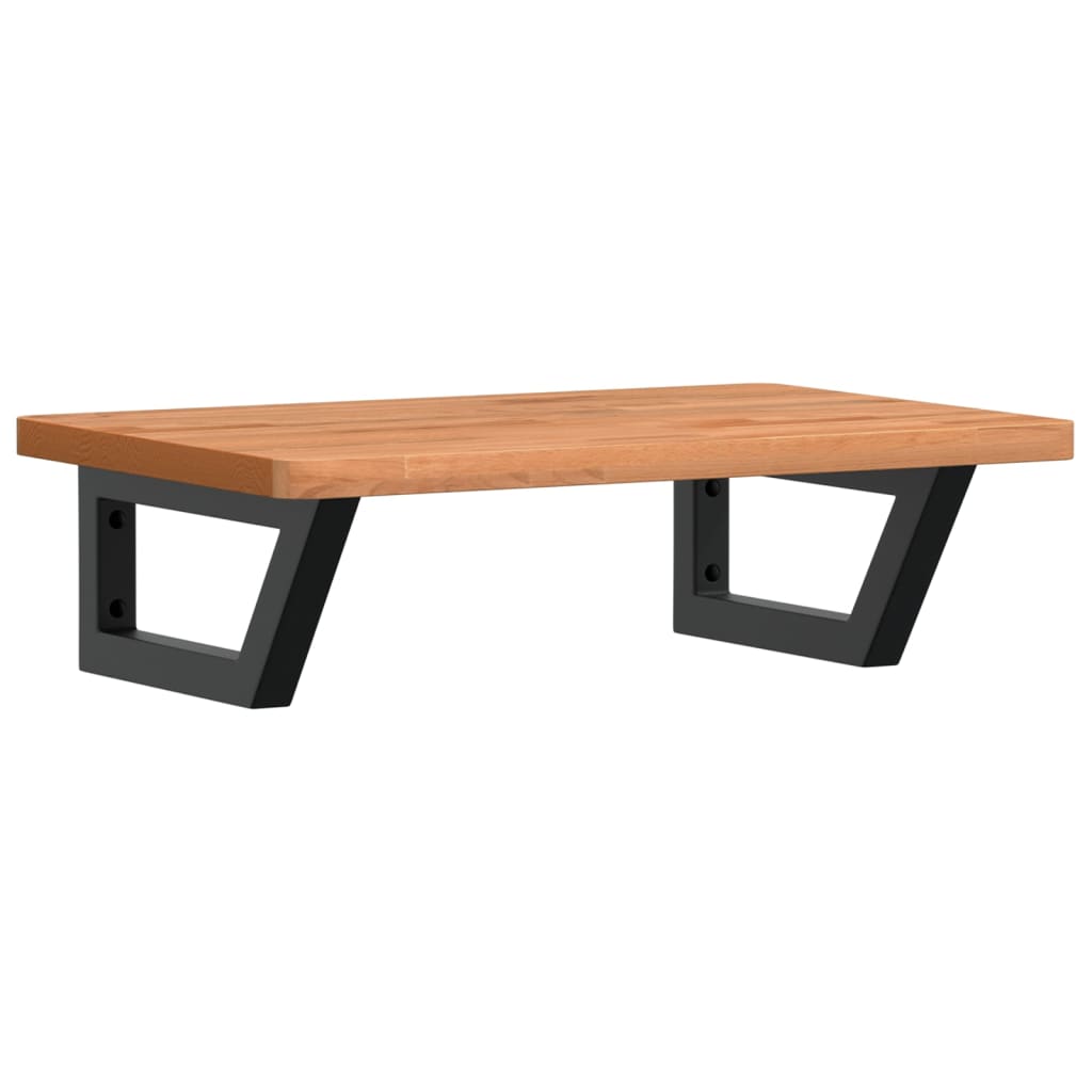 Basin Shelf Wall Mounted Steel and Solid Wood Beech