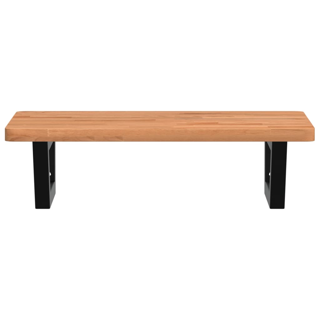 Basin Shelf Wall Mounted Steel and Solid Wood Beech