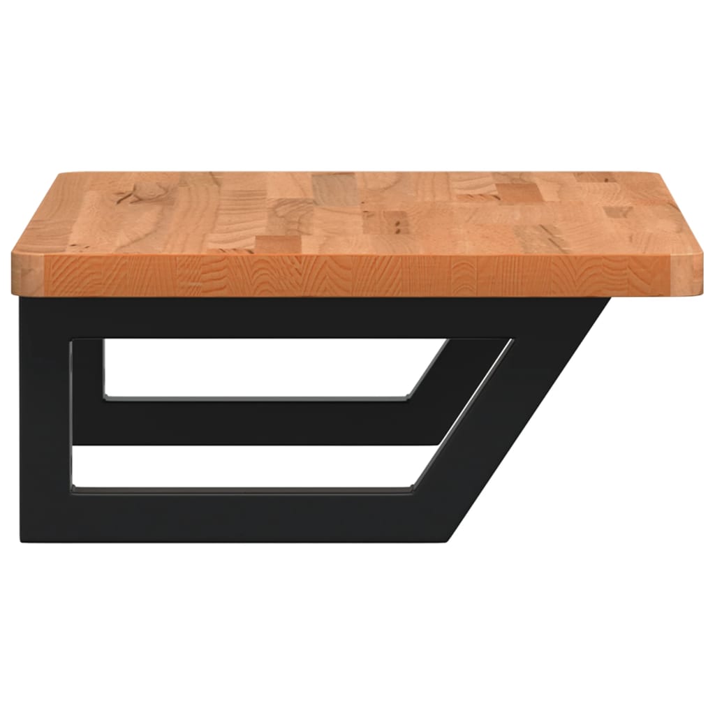 Basin Shelf Wall Mounted Steel and Solid Wood Beech