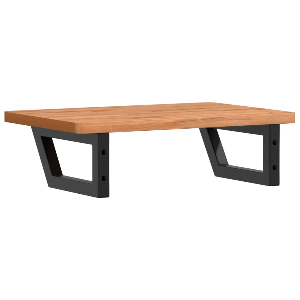 Basin Shelf Wall Mounted Steel and Solid Wood Beech