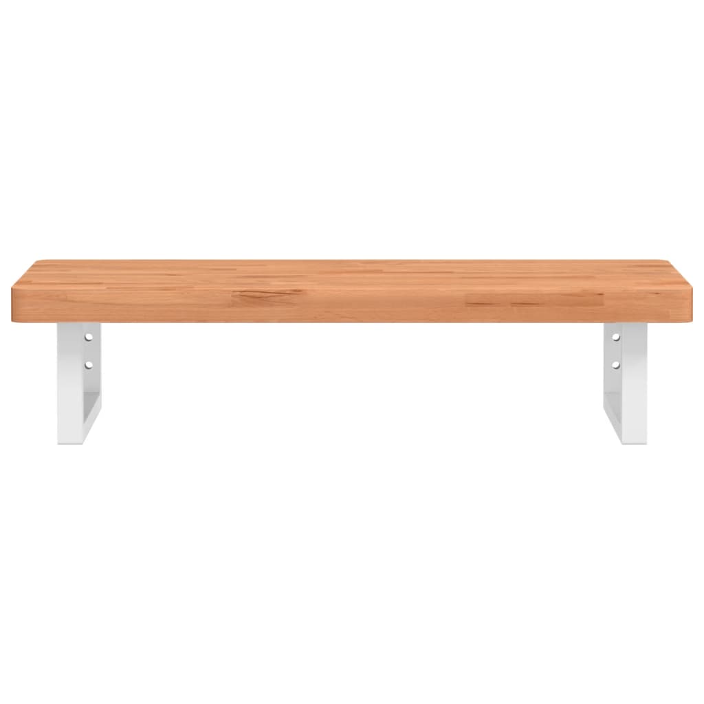 Basin Shelf Wall Mounted Steel and Solid Wood Beech