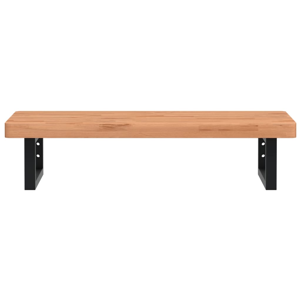 Basin Shelf Wall Mounted Steel and Solid Wood Beech