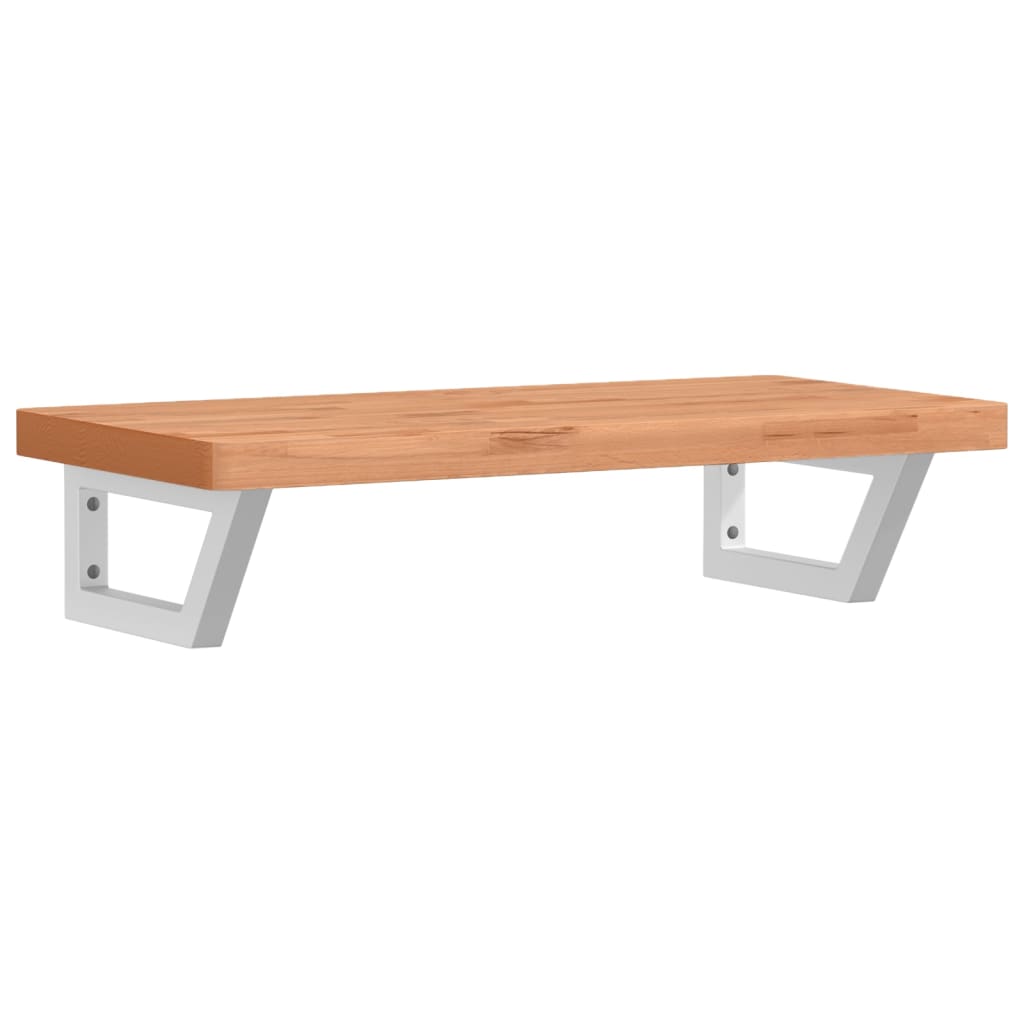 Basin Shelf Wall Mounted Steel and Solid Wood Beech
