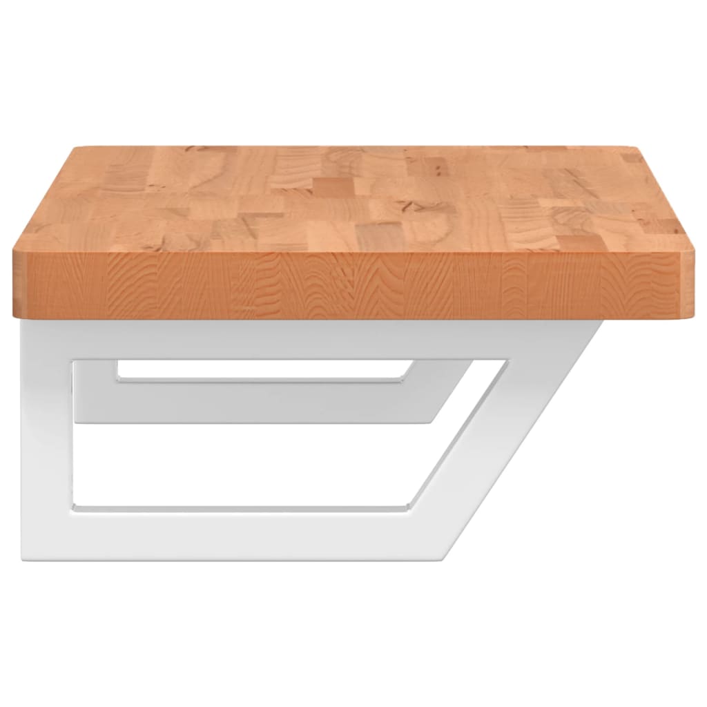 Basin Shelf Wall Mounted Steel and Solid Wood Beech