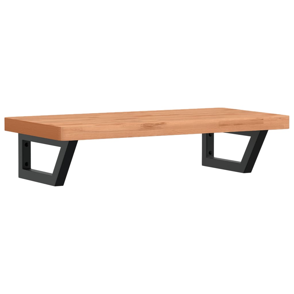 Basin Shelf Wall Mounted Steel and Solid Wood Beech