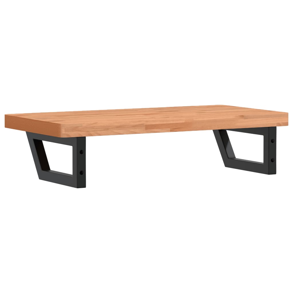 Basin Shelf Wall Mounted Steel and Solid Wood Beech