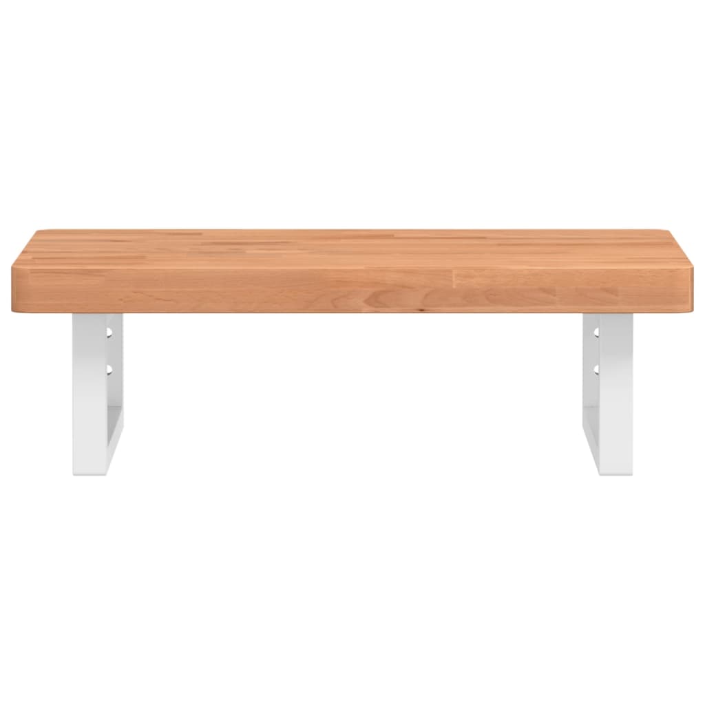 Basin Shelf Wall Mounted Steel and Solid Wood Beech
