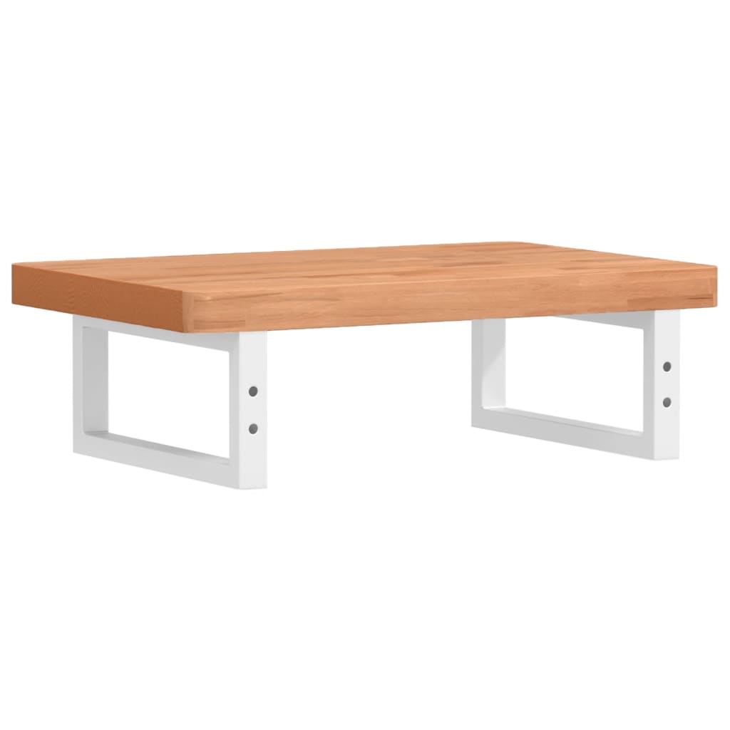 Basin Shelf Wall Mounted Steel and Solid Wood Beech