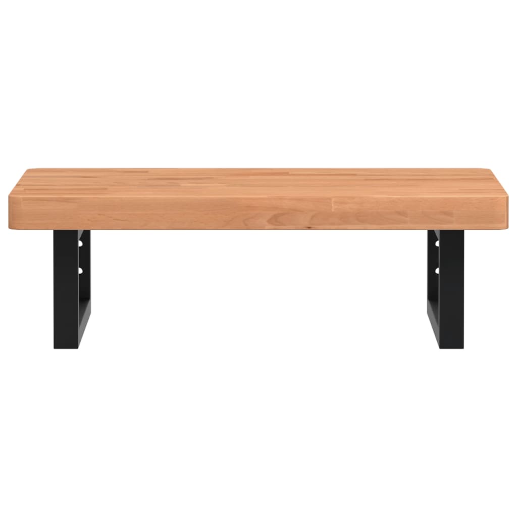 Basin Shelf Wall Mounted Steel and Solid Wood Beech