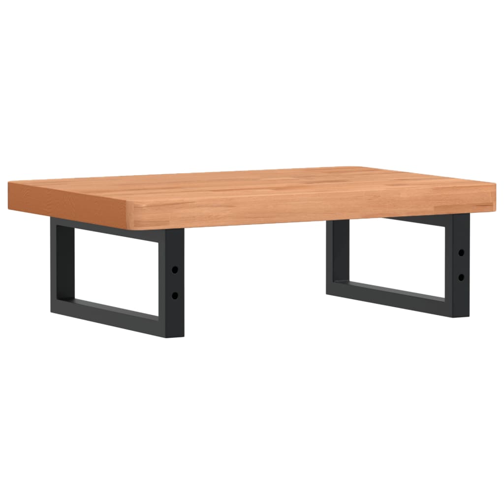 Basin Shelf Wall Mounted Steel and Solid Wood Beech
