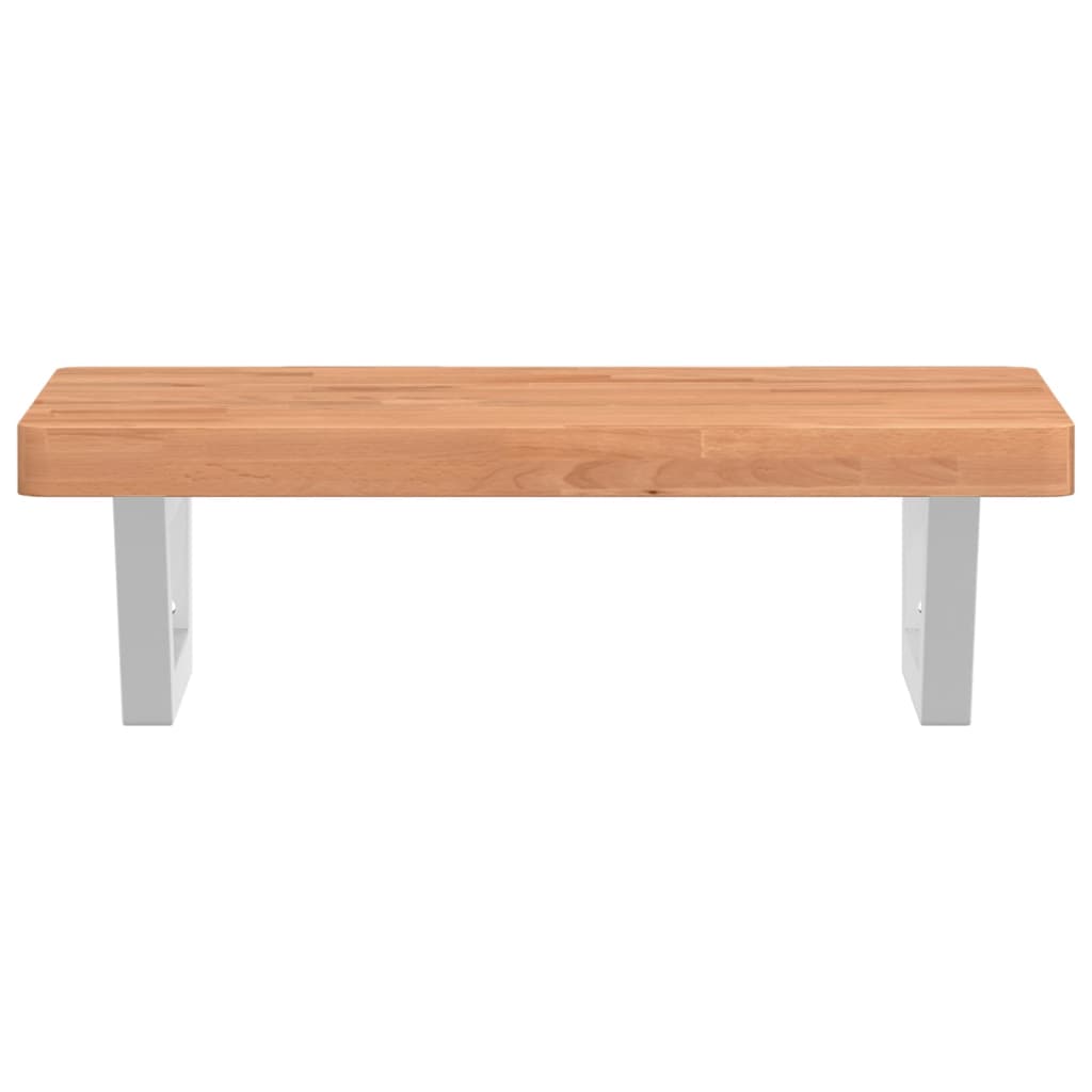 Basin Shelf Wall Mounted Steel and Solid Wood Beech