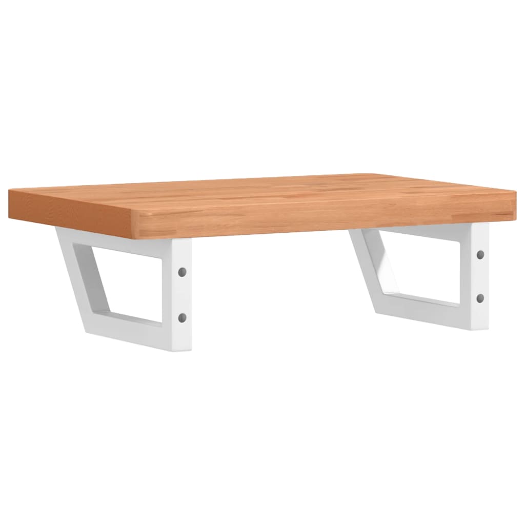 Basin Shelf Wall Mounted Steel and Solid Wood Beech
