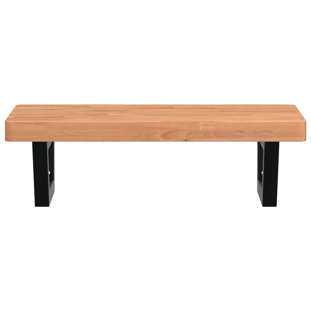 Basin Shelf Wall Mounted Steel and Solid Wood Beech
