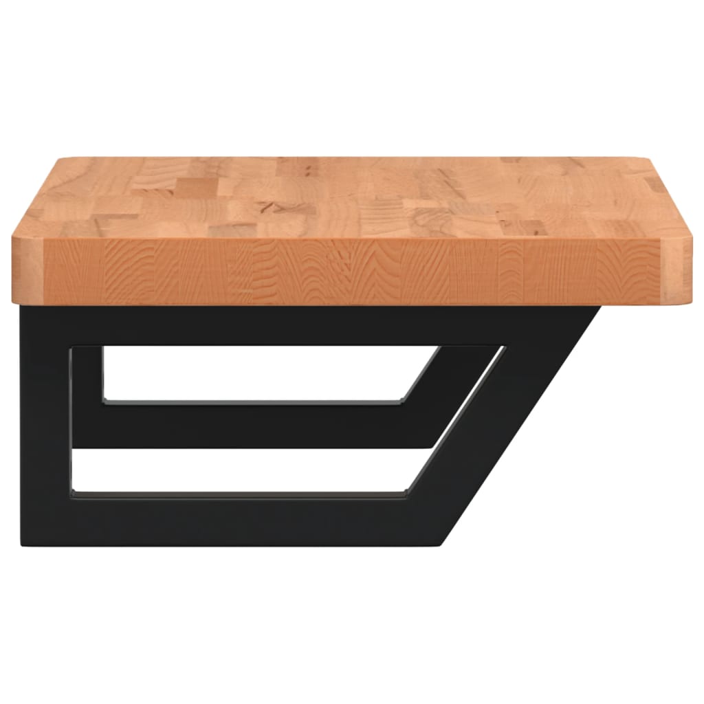 Basin Shelf Wall Mounted Steel and Solid Wood Beech
