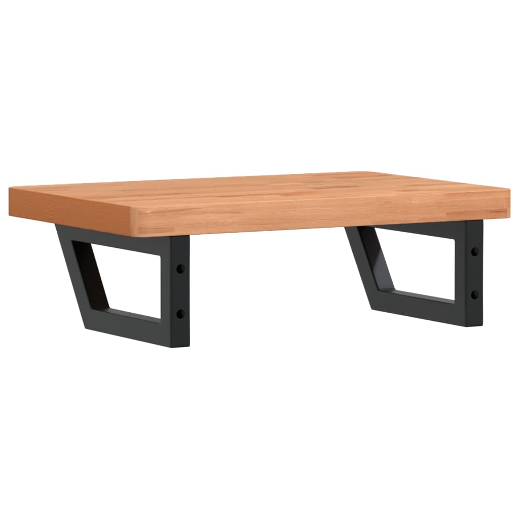 Basin Shelf Wall Mounted Steel and Solid Wood Beech