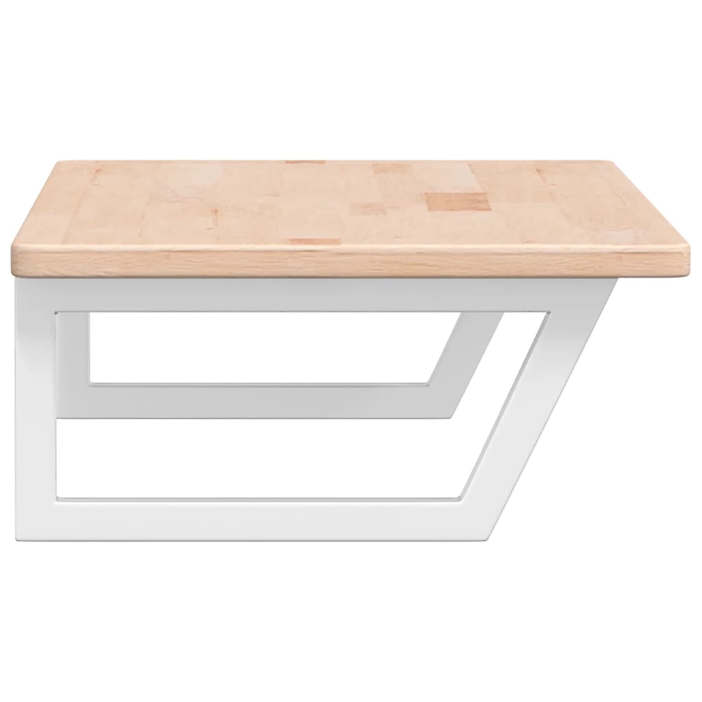 Basin Shelf Wall Mounted Steel and Solid Wood Oak