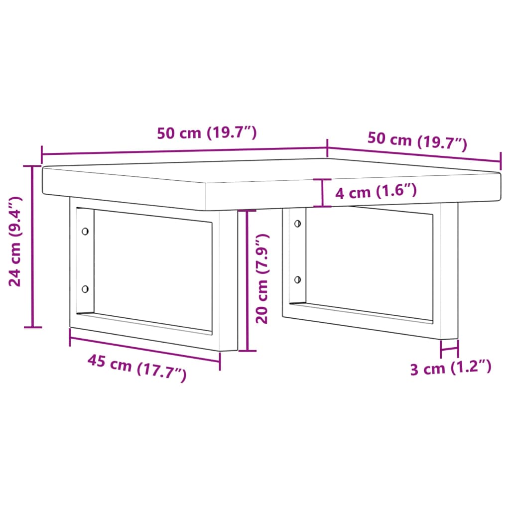 vidaXL Basin Shelf Wall Mounted Steel and Solid Wood Oak