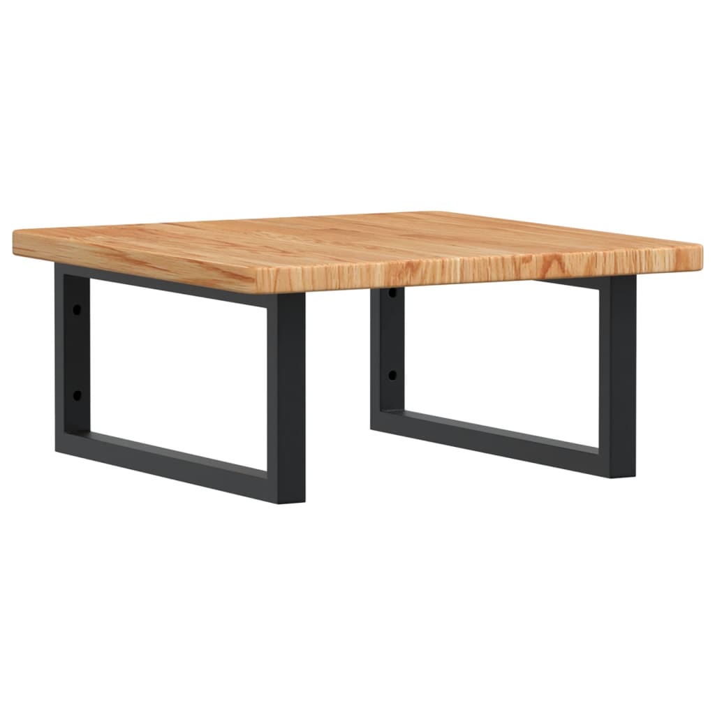 Basin Shelf Wall Mounted Steel and Solid Wood Oak