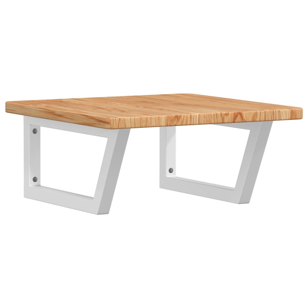 Basin Shelf Wall Mounted Steel and Solid Wood Oak