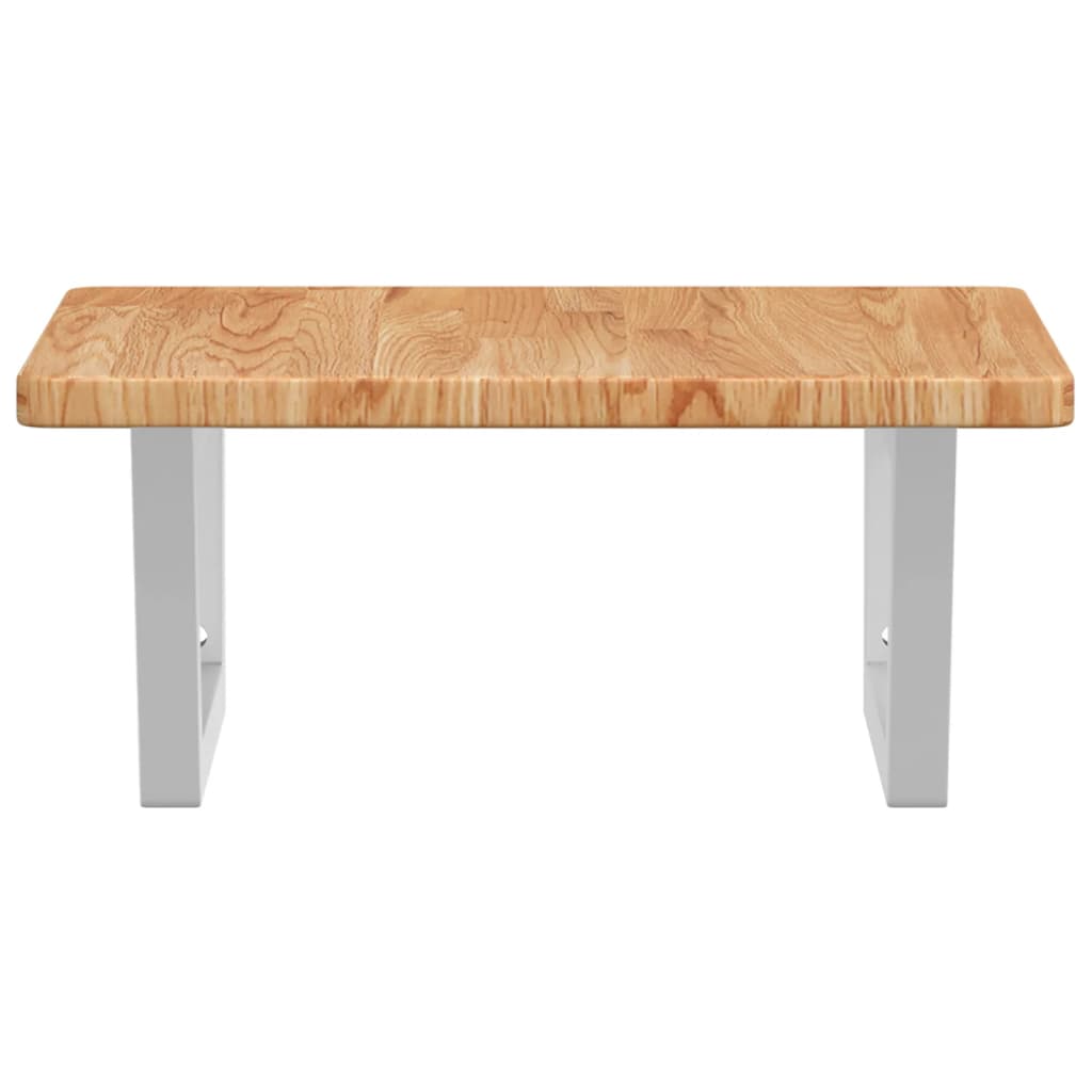 Basin Shelf Wall Mounted Steel and Solid Wood Oak