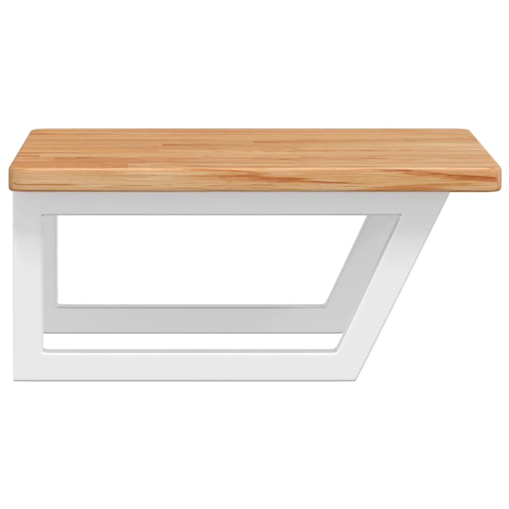 Basin Shelf Wall Mounted Steel and Solid Wood Oak