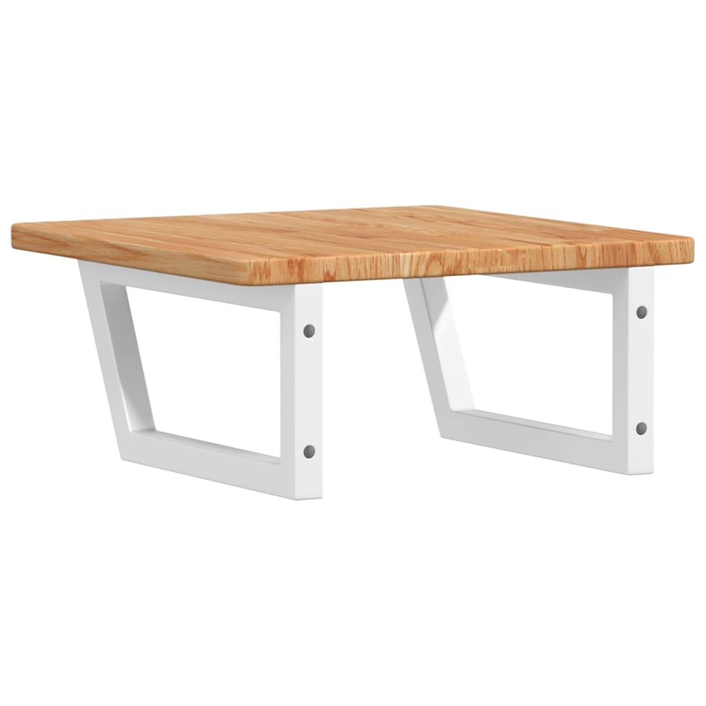 Basin Shelf Wall Mounted Steel and Solid Wood Oak