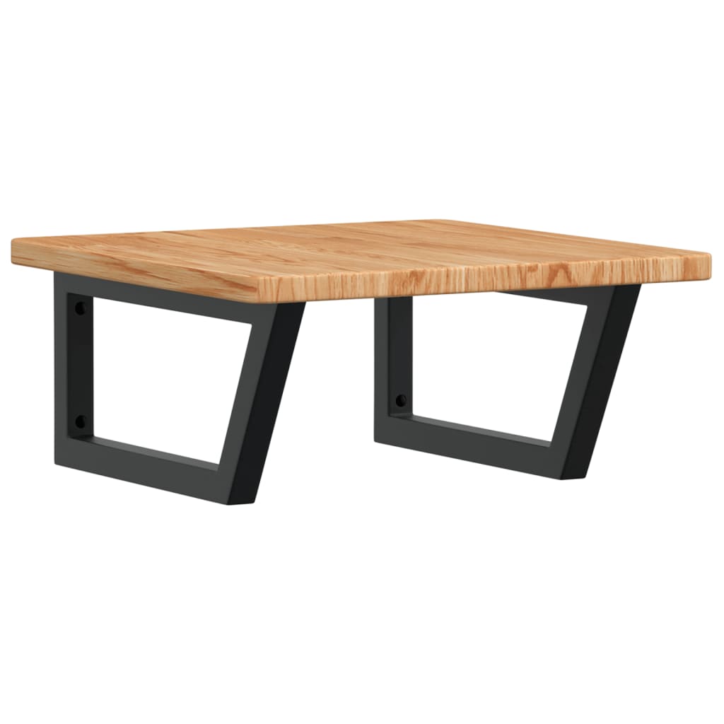 Basin Shelf Wall Mounted Steel and Solid Wood Oak