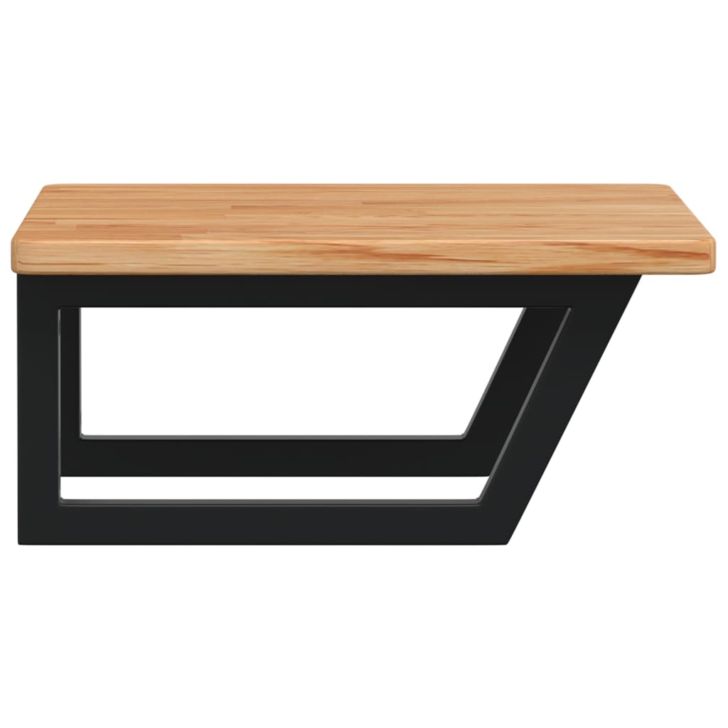 Basin Shelf Wall Mounted Steel and Solid Wood Oak